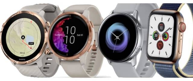 Suunto 7, Apple Watch 5, Garmin Venu et Samsung Galaxy Watch Active 2 compares