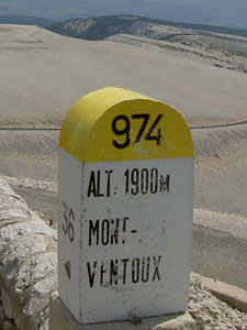 Borne kilomètre au sommet du Mont Ventoux