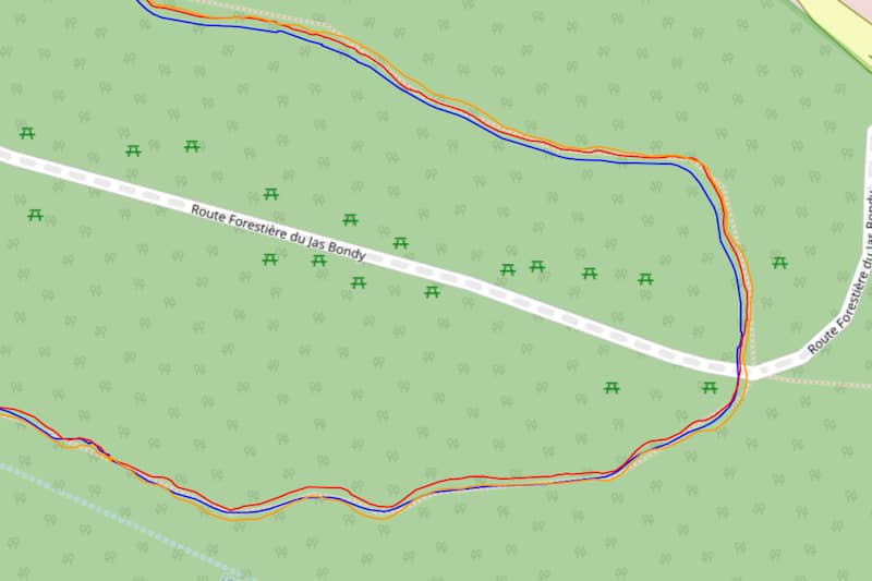 Trace GPS en forêt