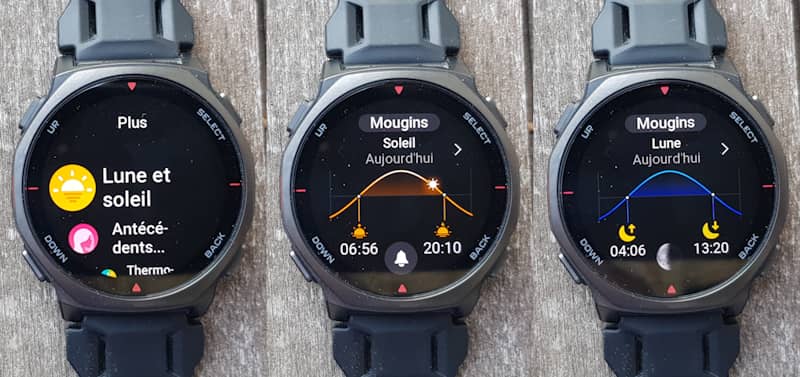 Informations lune et soleil