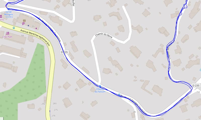 Trace GPS en ville