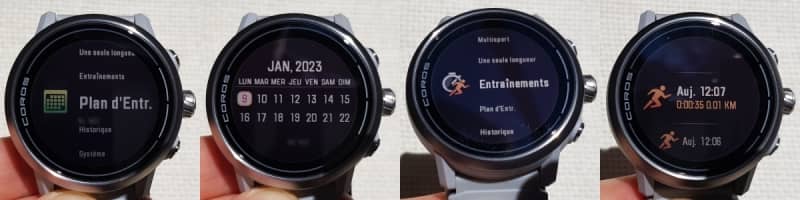 Ecrans Plan d'entraînement