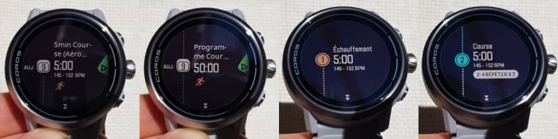 Ecrans création entraînements