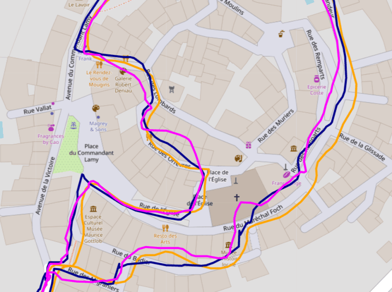 Test et trace GPS sur carte en ville