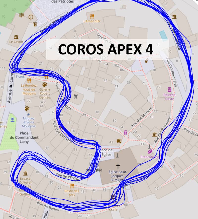 Test en boucles du GPS COROS APEX 4