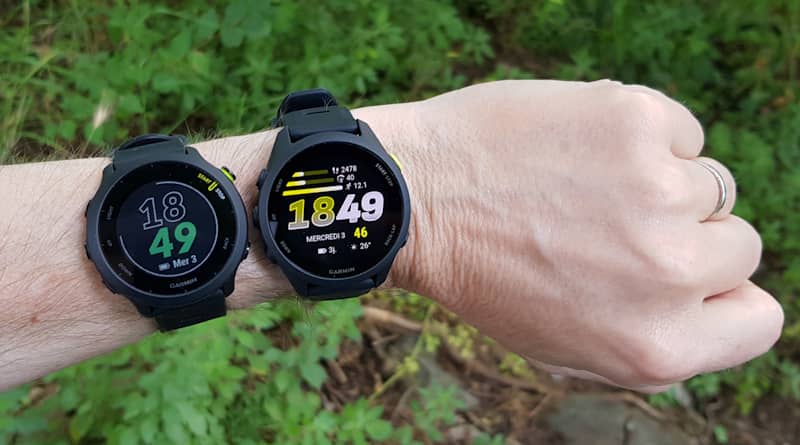 Garmin Forerunner 55 et 70 au poignet