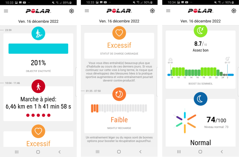 L'application Polar Flow : l'agenda d'accueil Application Polar Flow : l'agenda