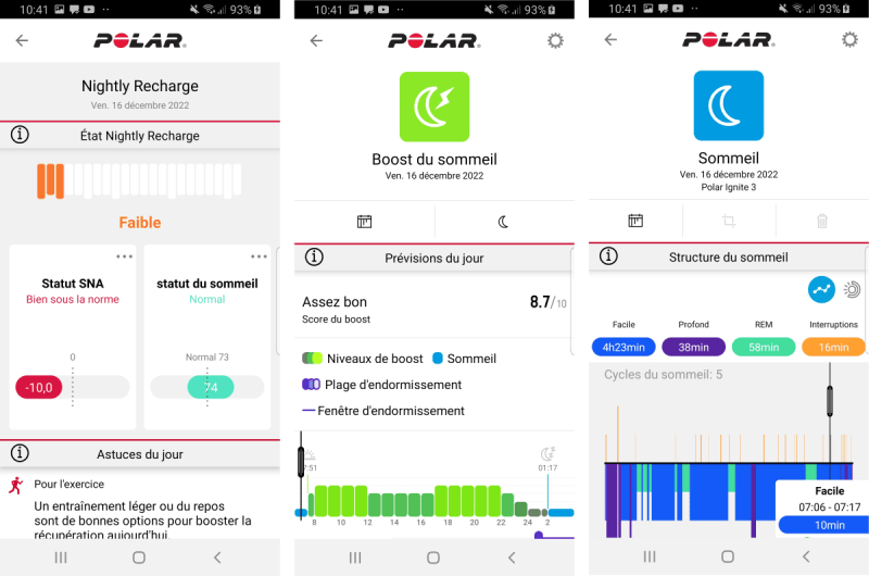 L'application Polar Flow : Nightly recharge, Boost du sommeil et rapport de sommeil Application Polar Flow : Nightly recharge, boost du sommeil et rapport de sommeil