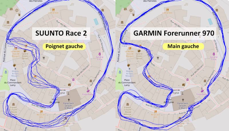 Test GPS Race 2 et Forerunner 970