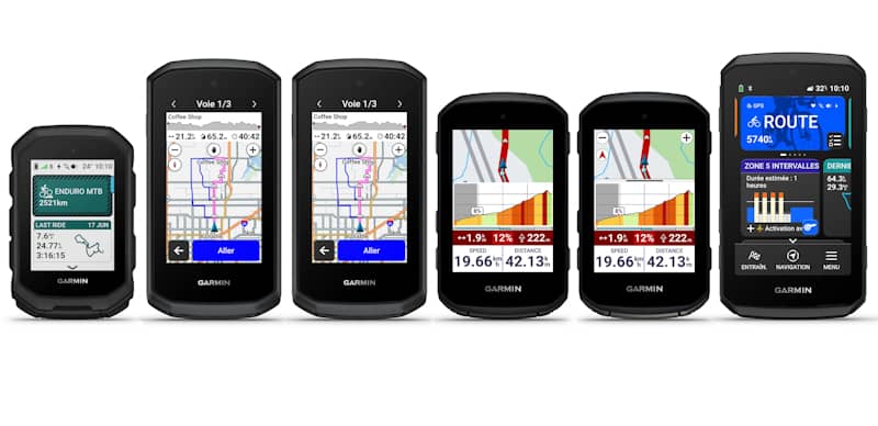 Gamme compl�te Garmin Edge compar�e